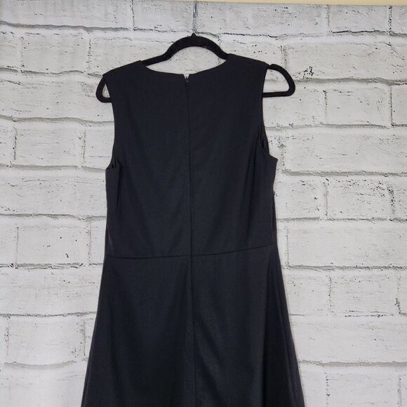 Theory Women's Myani Contour Sleeveless Solid Black Knee Length Dress Stretch 8 - Picture 5 of 11